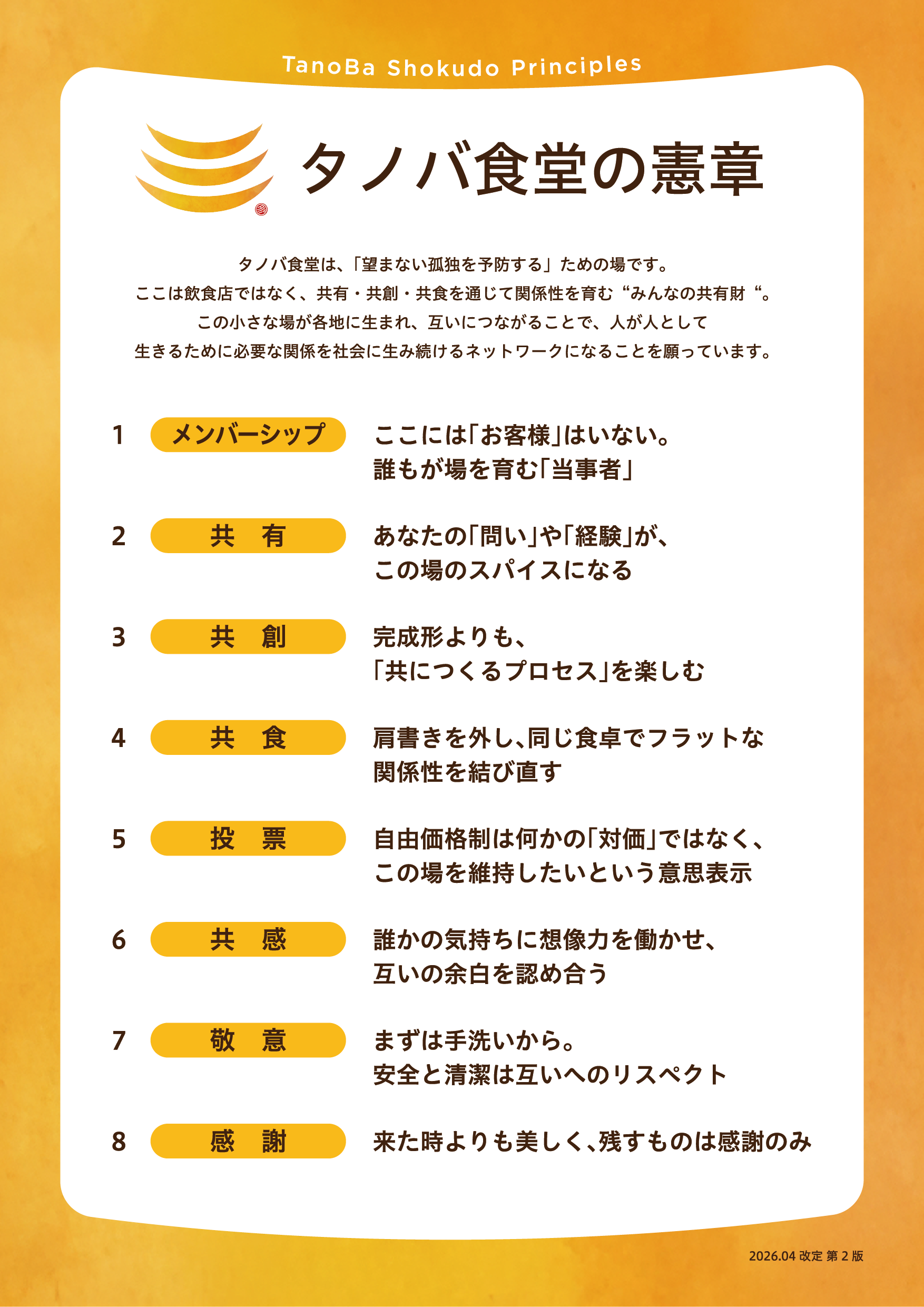 タノバ食堂憲章